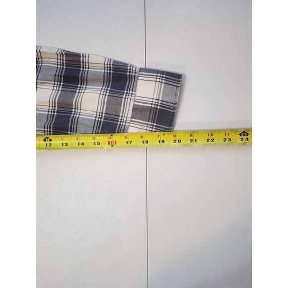 Faherty Shirt Mens Large Blue White Plaid Button Flannel Pima Cotton Blend - Picture 12 of 13